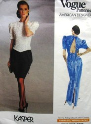 2072 VOGUE KASPER DROP WAIST OPEN BACK KNEE- FL00R DRESS PATTERN 6-10